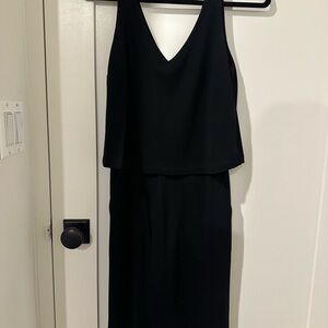 Ralph Lauren Black Midi low back V neck Dress size medium vintage